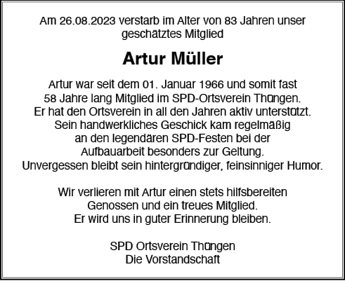 Abschied von Artur Müller