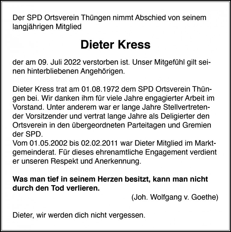 Abschied von Dieter Kress